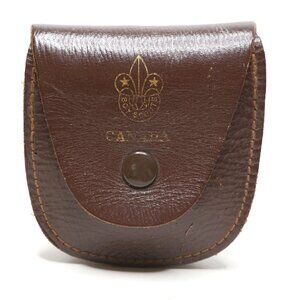 Vtg 1960s Scouts Canada Brown Leather Belt Pouch Utility Case MCM Collectable